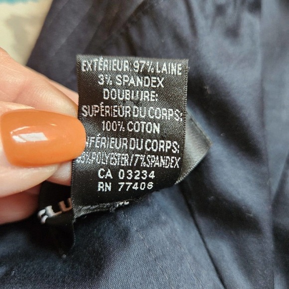 Club Monaco Wool Blend Navy Pin Stripe Strapless Bubble Mini Dress Sz 4 PERFECT - Picture 11 of 11